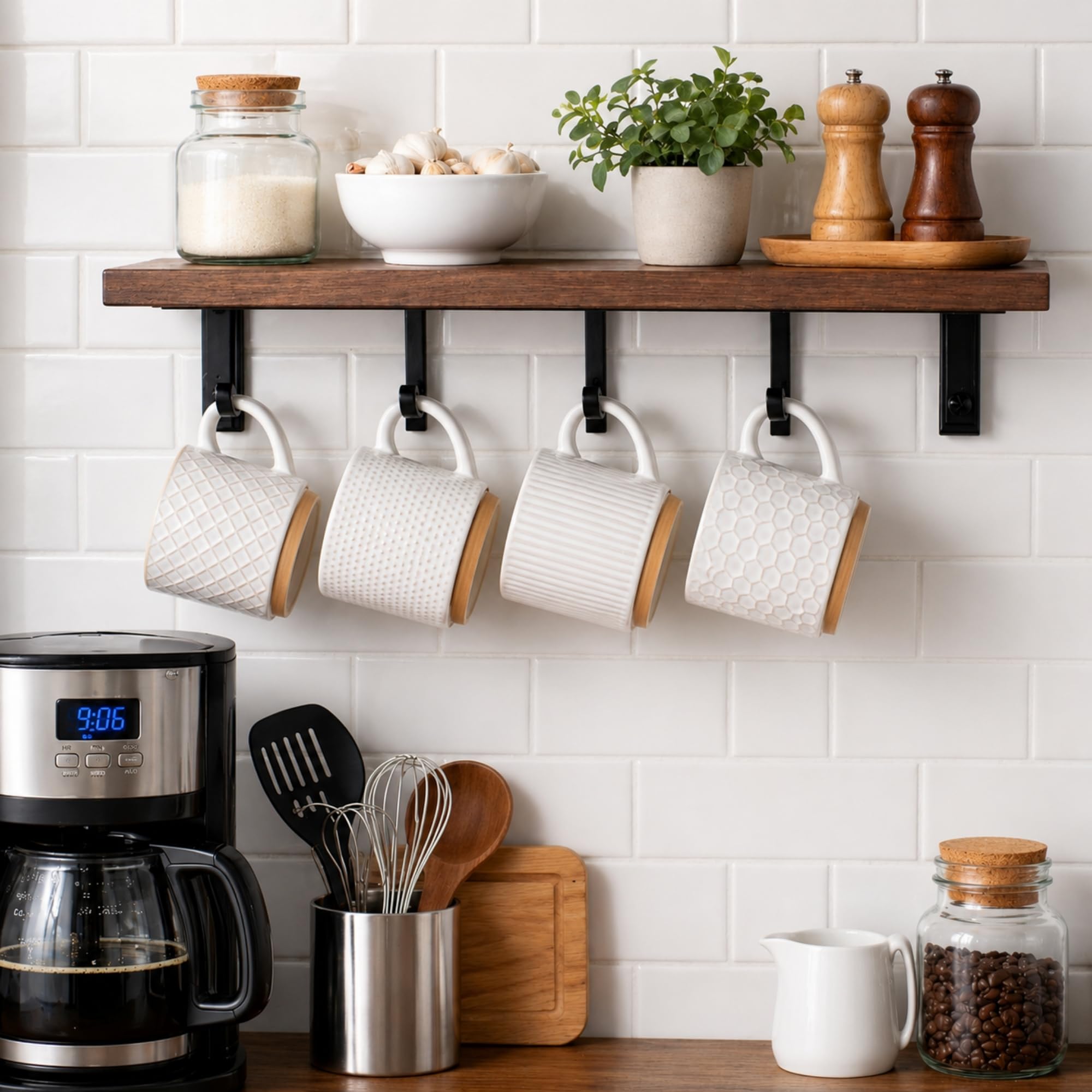 GBHOME - Tazas de café apilables de 12 onzas, tazas de café de cerámica con patrones de textura para hombre, mujer, papá, mamá, moderno juego de 4 tazas de café para latte/capuchino/cacao. Apto para