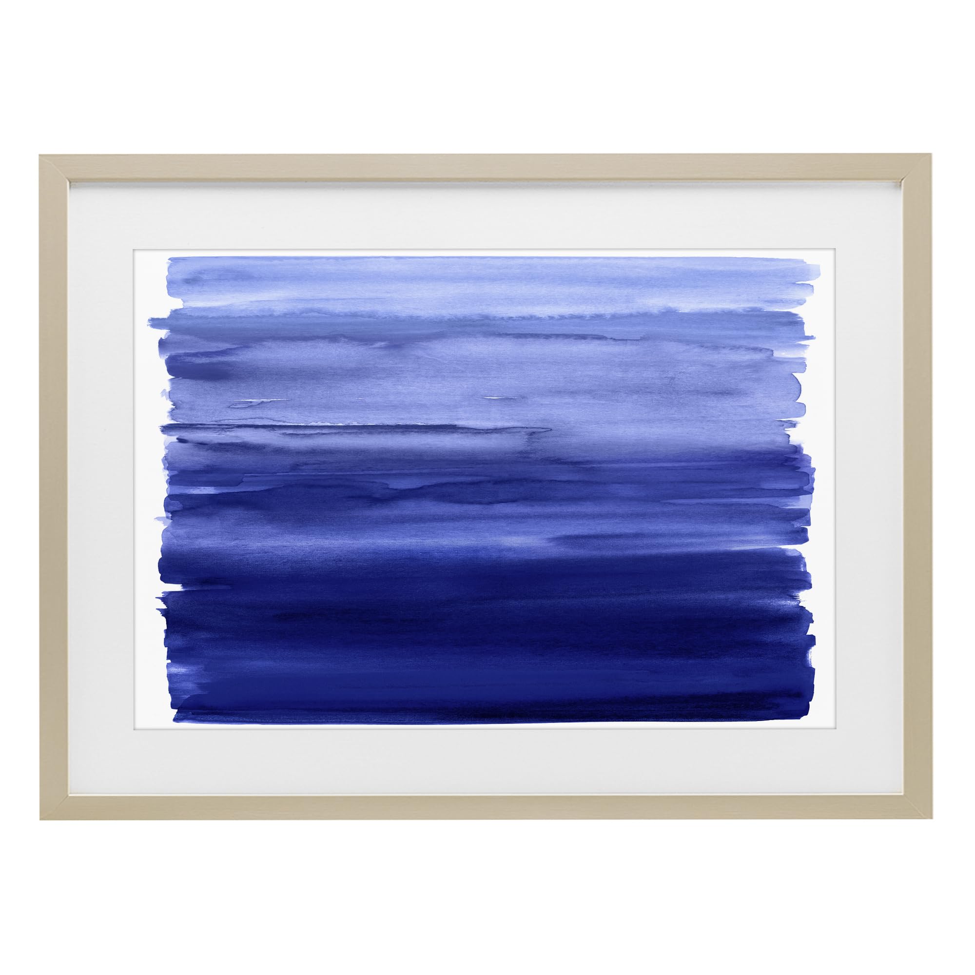 Stupell Industries Oceanic Ombre Blue Abstract Landscape with Azure Gradient Flow, 14 x 20 Inch Framed Matted Print Under Glass, by Allie Corbin, Made in USA Gift