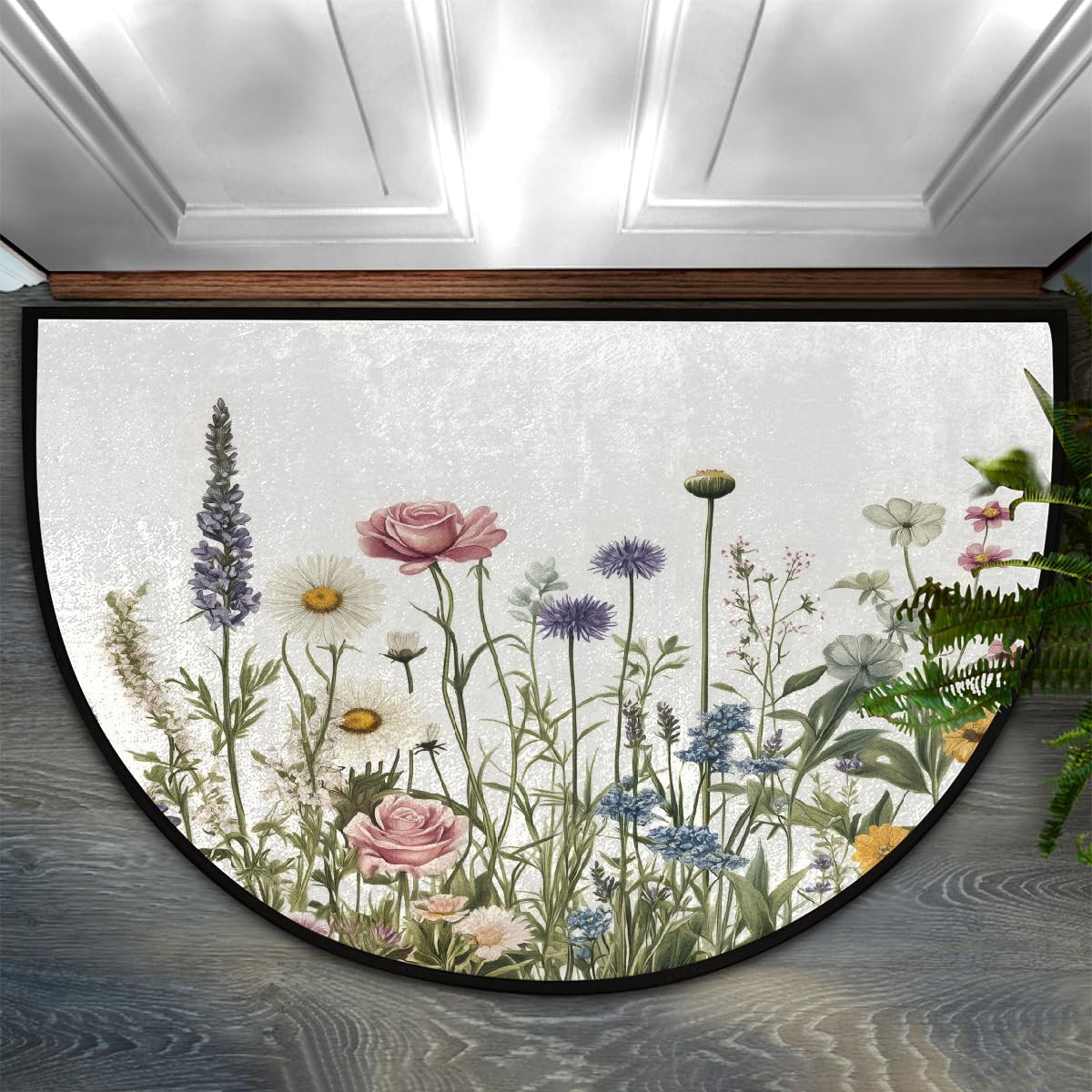 Tapis antidérapant intérieur paillasson demi-rond de sécurité contre le sol glissant