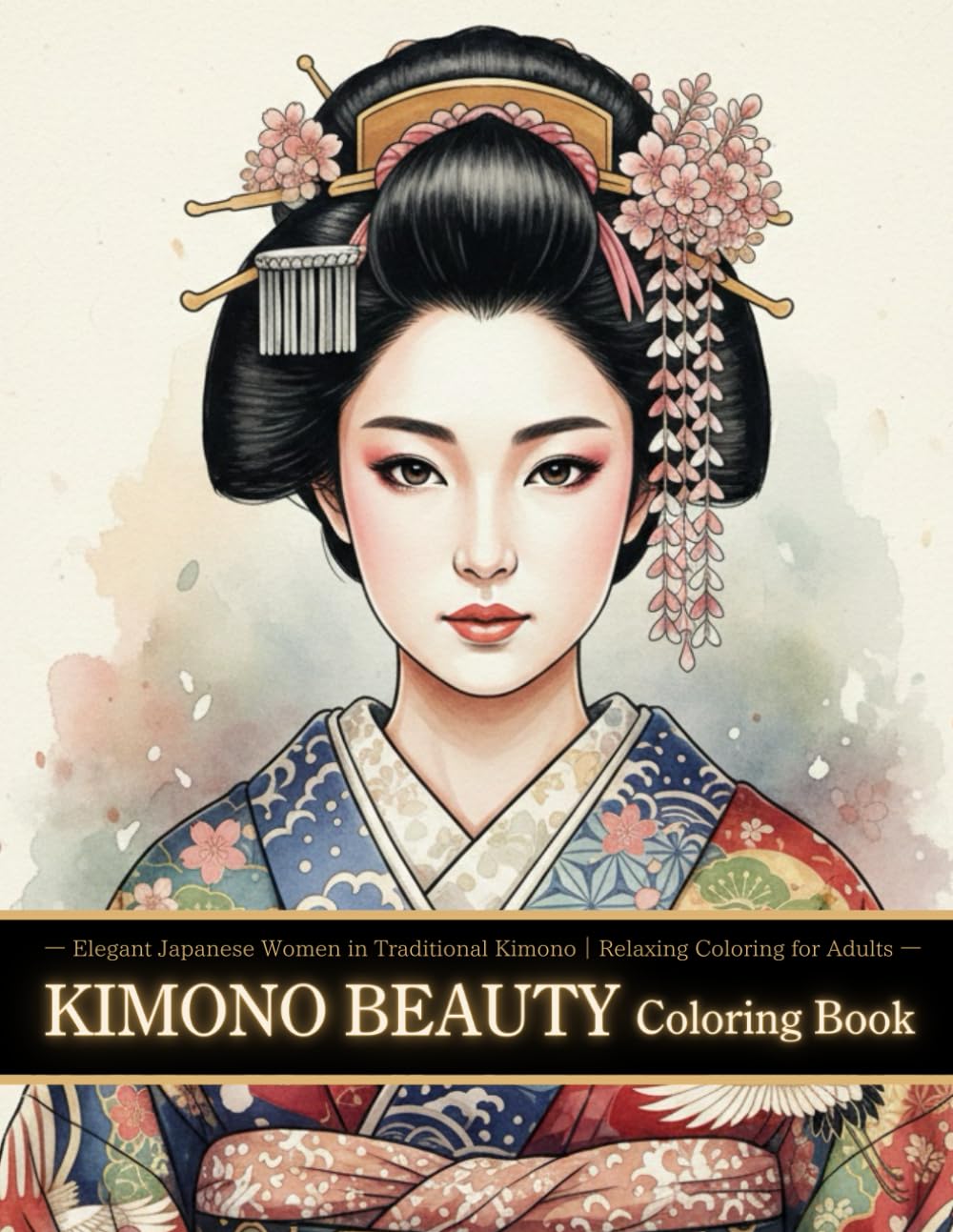 KIMONO BEAUTY Adult Coloring Book for Relaxation: Elegant Japanese Women & Traditional Kimono