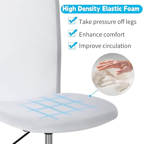 Miniatura 7 de Silla de oficina en casa sin brazos silla de escritorio pequeña silla de malla de respaldo medio silla de computadora básica de altura ajustable