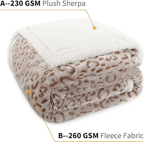 Miniatura 5 de MACEVIA Manta de forro polar Sherpa para sofá, manta de guepardo 3D, gruesa, cálida, reversible, acogedora, cómoda, súper suave, para cama, sofá,
