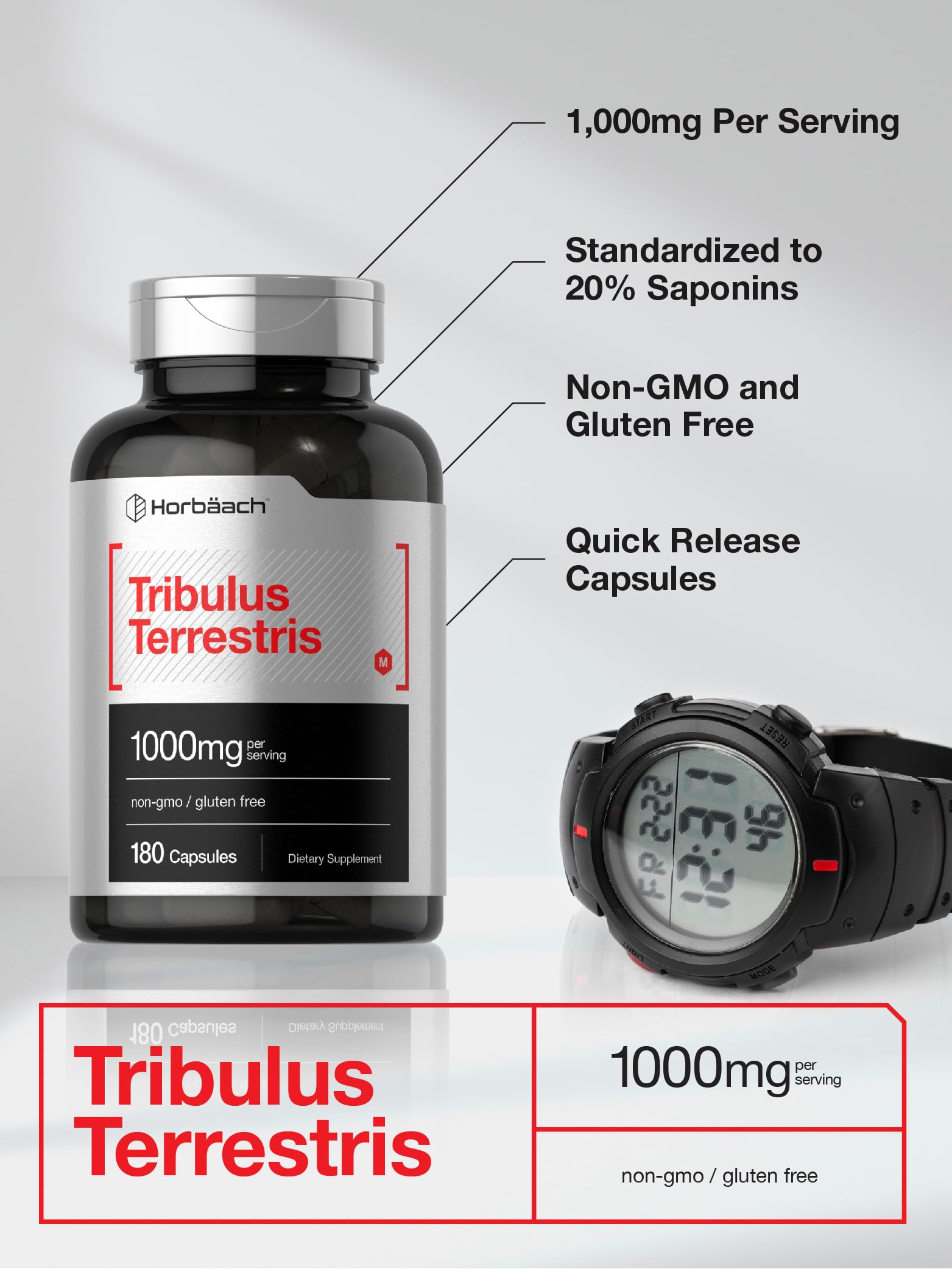 Horbaach Tribulus Terrestris for Men | 1000mg | 180 Capsules — Amazon image 3