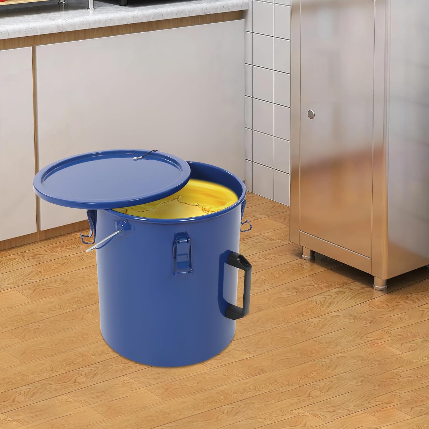 Fryer Grease Bucket, 6 Gallon Oil Transport Container with Lock Clips, Oil Container with Strainer Bags for Cooking Oil Filtering