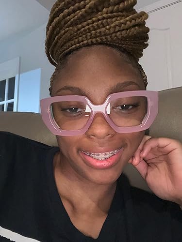 Miniatura 4 de FEISEDY Gafas de luz azul para mujer, marco grueso cuadrado de gran tamaño, anteojos de computadora antifatiga ocular B4129