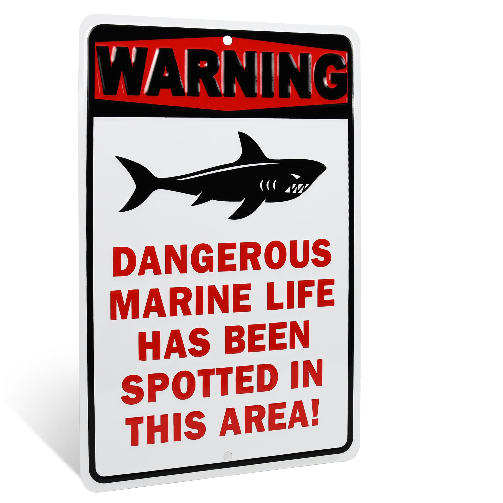 Shark Warning Tin Sign Dangerous Marine Life Beach Wall Plaque-image-42