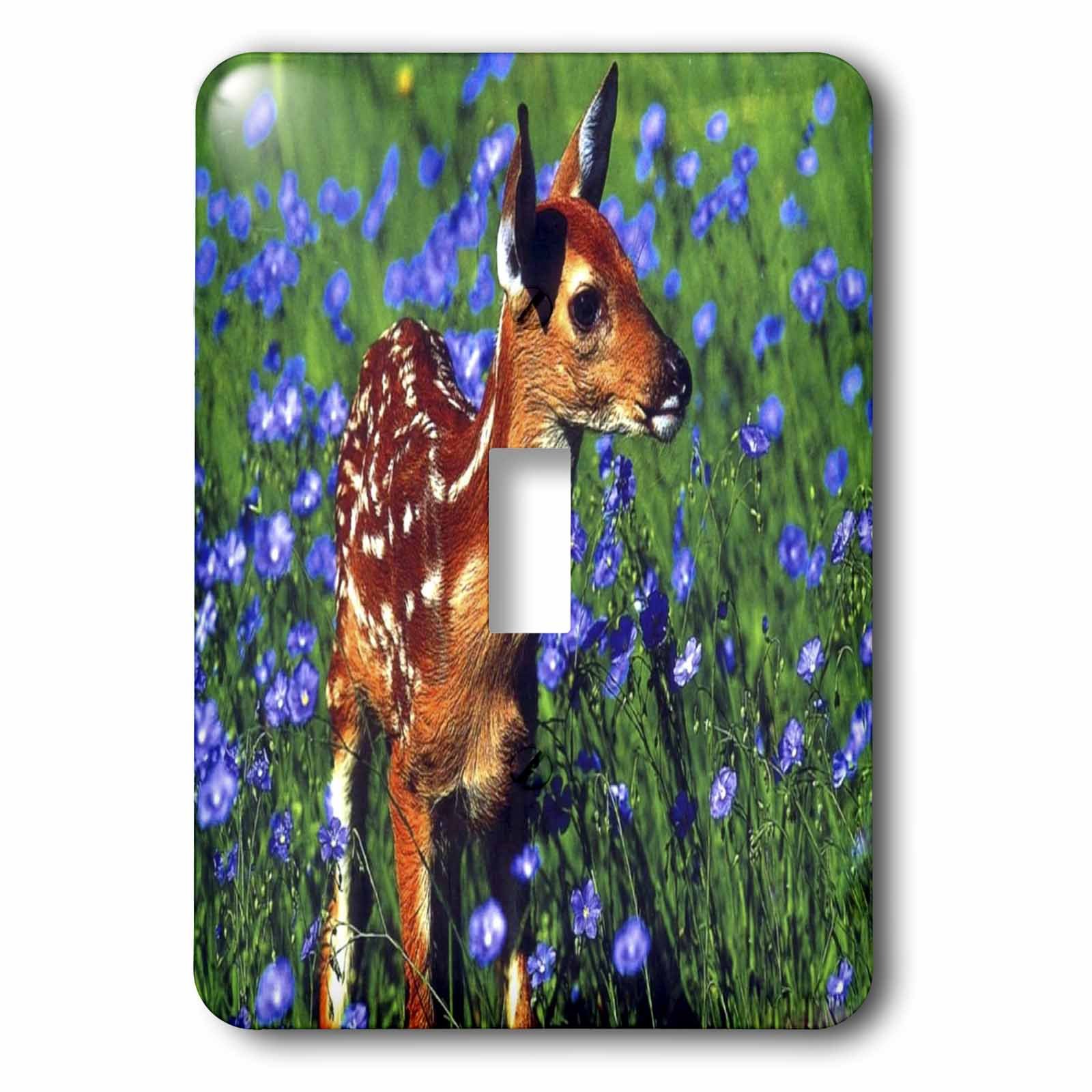 Interrupteur haut de gamme 3dRose LSP_55172_1 avec impression durable faon et fleurs sauvages