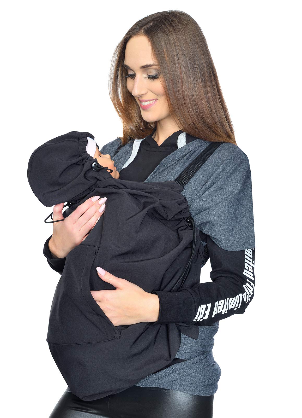 MijaCulture Softshell Tragecover, Universal Bezug für Baby Carrier Tragetücher Cape 4113 (Schwarz)