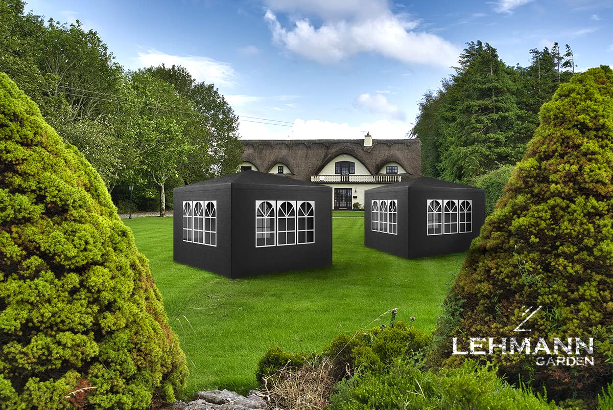 KANWOD Tonnelle 3x3 TORM, Tonnelle de Jardin 9 m² avec 4 Parois Latérales et 3 Fenêtres, Barnum Pliant pour Événements