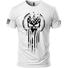 American Warrior T-Shirt - Skull Emblem Graphic Tee for Men - Short Sleeve Cotton Shirt