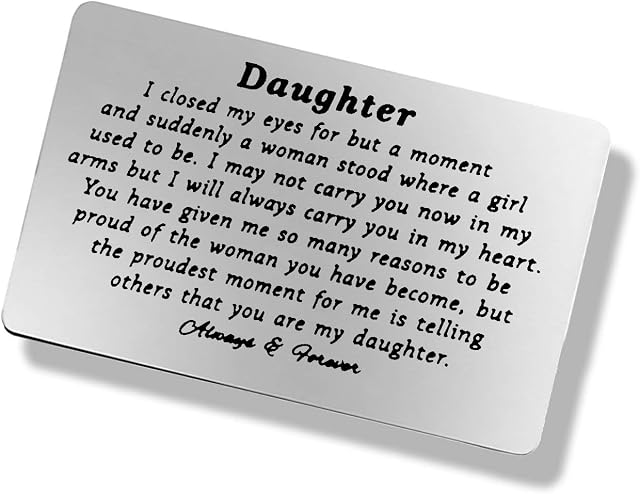 Daughter Inspirational Gift from Mum Dad, Engraved Wallet Insert Card for Daughter Graduation Birthday Gifts Christmas Wedding Card Gifts for Daughter, Proud of Daughter Gifts