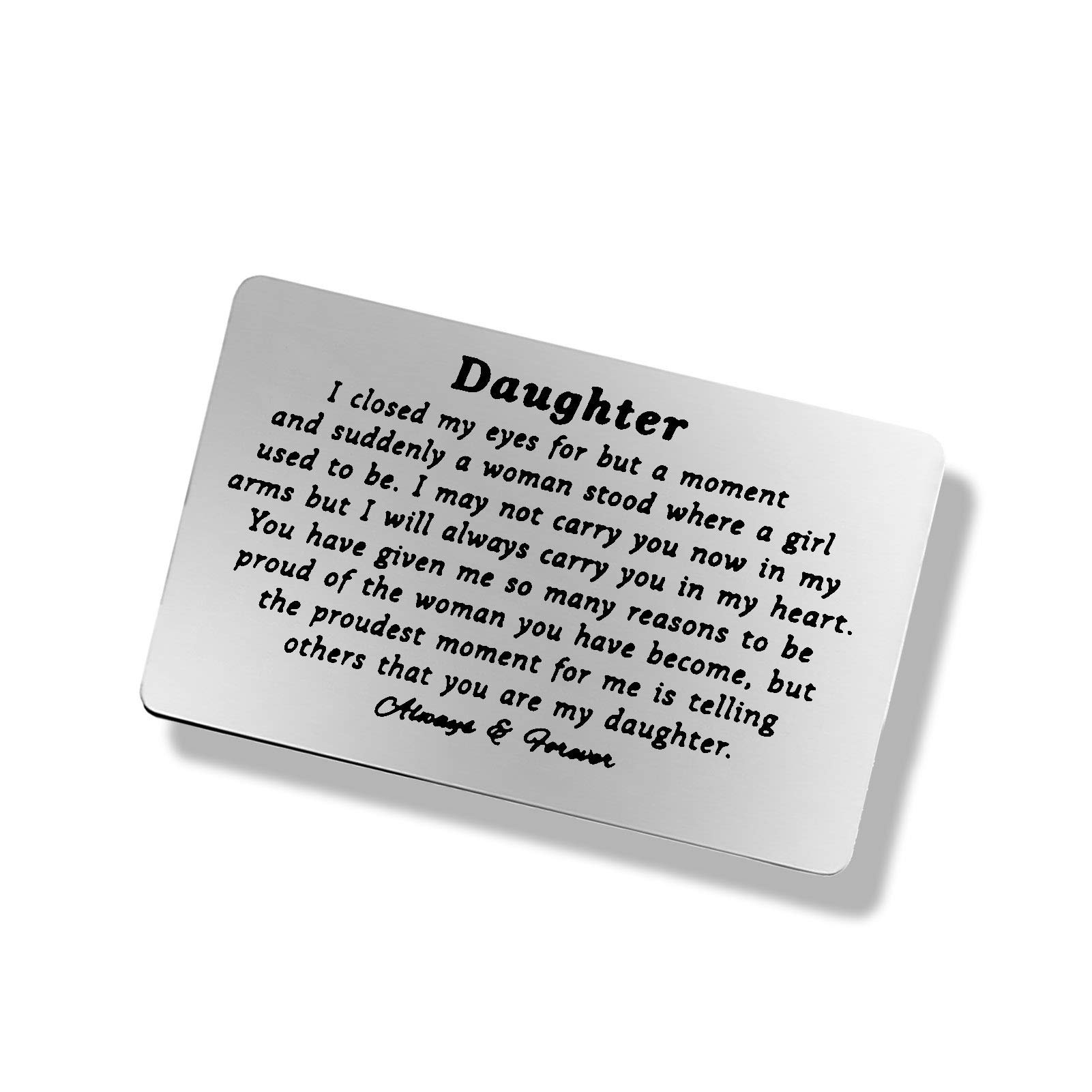 Daughter Inspirational Gift from Mum Dad, Engraved Wallet Insert Card for Daughter Graduation Birthday Gifts Christmas Wedding Card Gifts for Daughter, Proud of Daughter Gifts