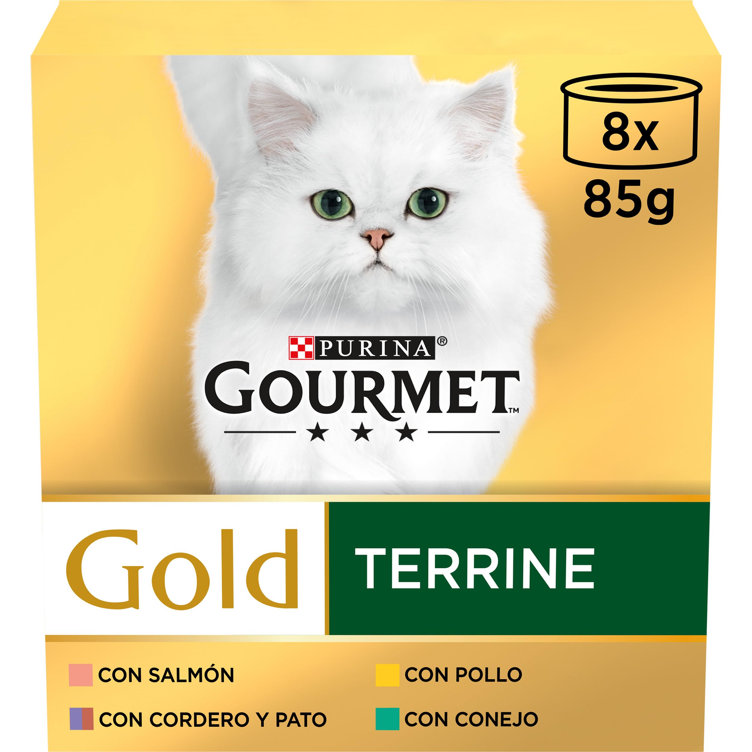Purina Gourmet Gold Terrine, Comida Húmeda para Gato Pack Surtido, 12 packs de 8 latas de 85g - 96 latas