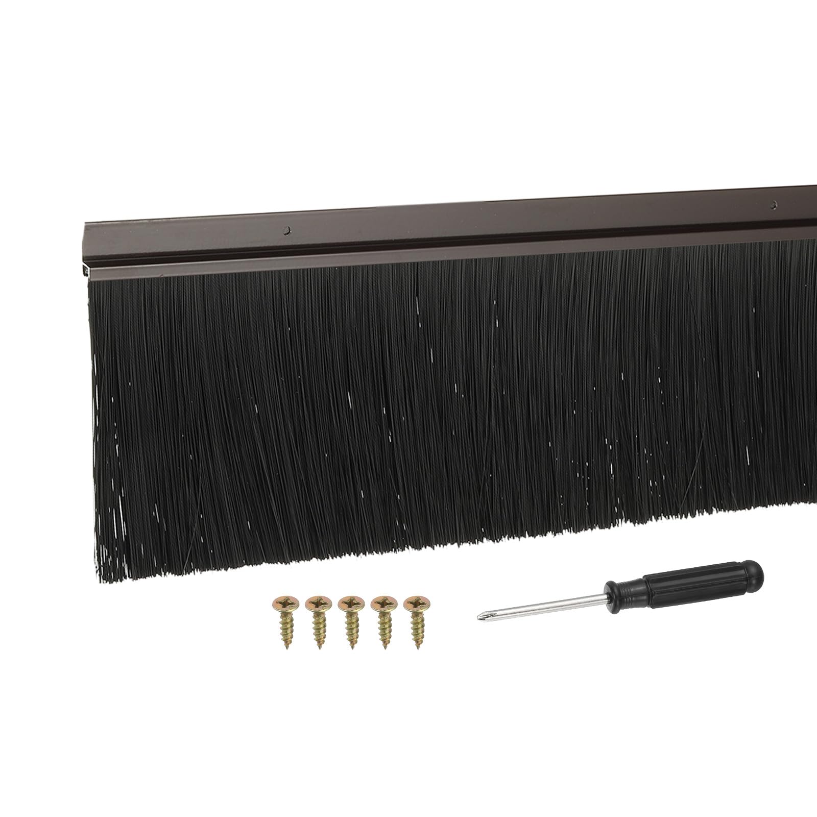 YELARXI Door Sweep Aluminum Alloy Brush Sweeps, 4.7 Inch Black PP Brush 39"L x 5.7"W Fit for Gaps of Door Bottom - H-Shape Holder (Brown) โ image 1