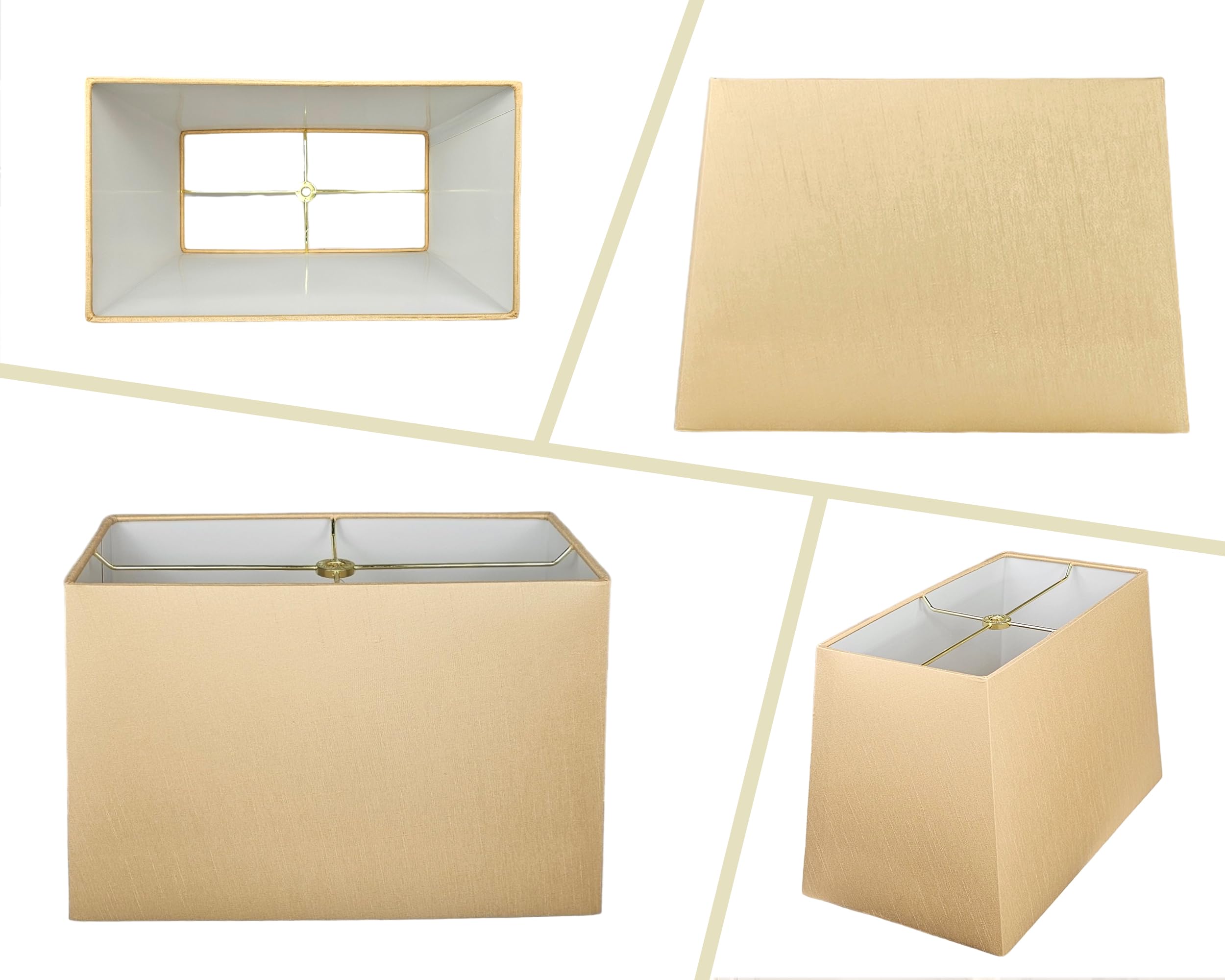 Royal Designs, Inc. Prostokątny, twardy klosz do lampy, model HB-613-14AGL, antyczne złoto (13 × 25 cm) × (20 × 30 cm) × 24 cm