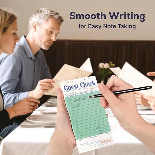 Miniatura 19 de FMP Brands Libros de cheques de invitados para servidores, papel de bloc de notas de servidor, total de 500 hojas (10 blocs), azul con recibo