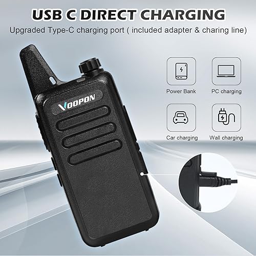 Miniatura 3 de Walkie Talkies recargables para adultos, 22 canales FRS con auriculares, mini transceptores VOX de largo alcance, radios bidireccionales para