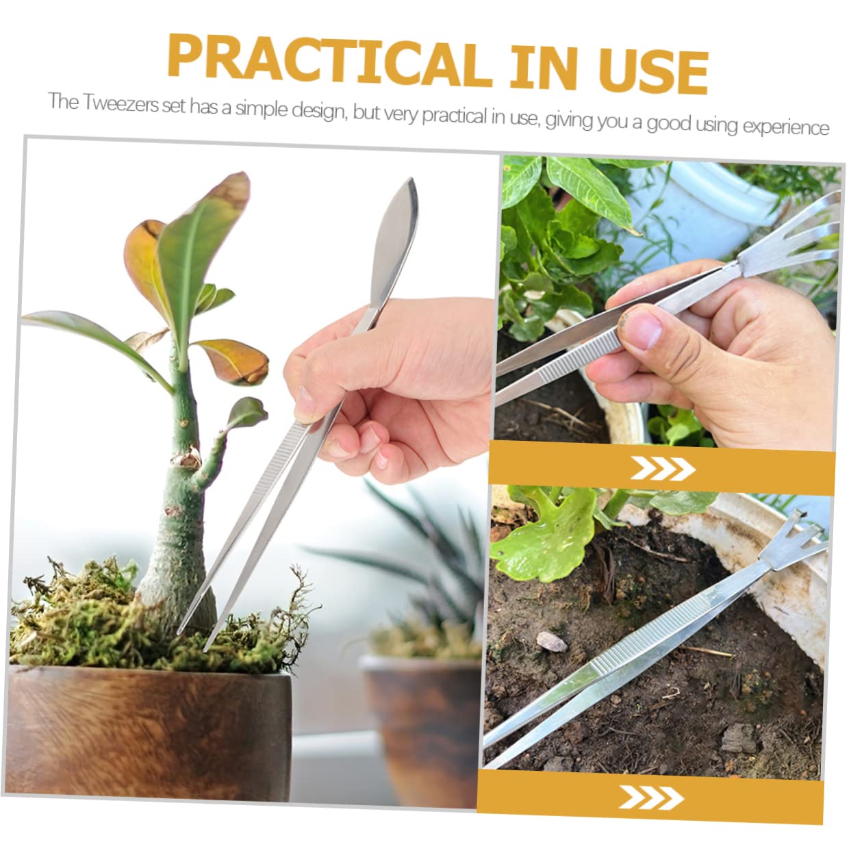 HANABASS 3 Ensembles Pince À Épiler Râteau Multifonction Pour Jardinage Pratique Pour Culture De Bonsai Plantes 2 Pièces * 3