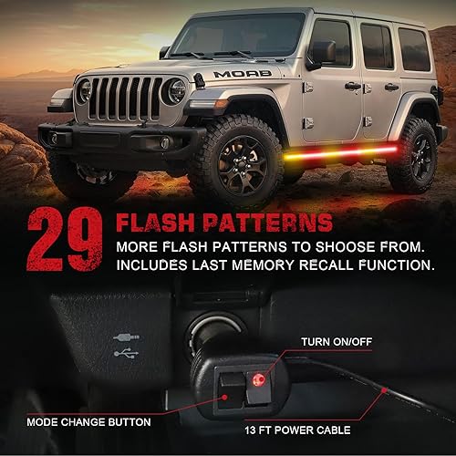 Miniatura 4 de AINBIN 2 tiras de luces de camión de bomberos de 70 pulgadas, 864 LED, estroboscópicas de emergencia, barra de luces estroboscópicas de emergencia,