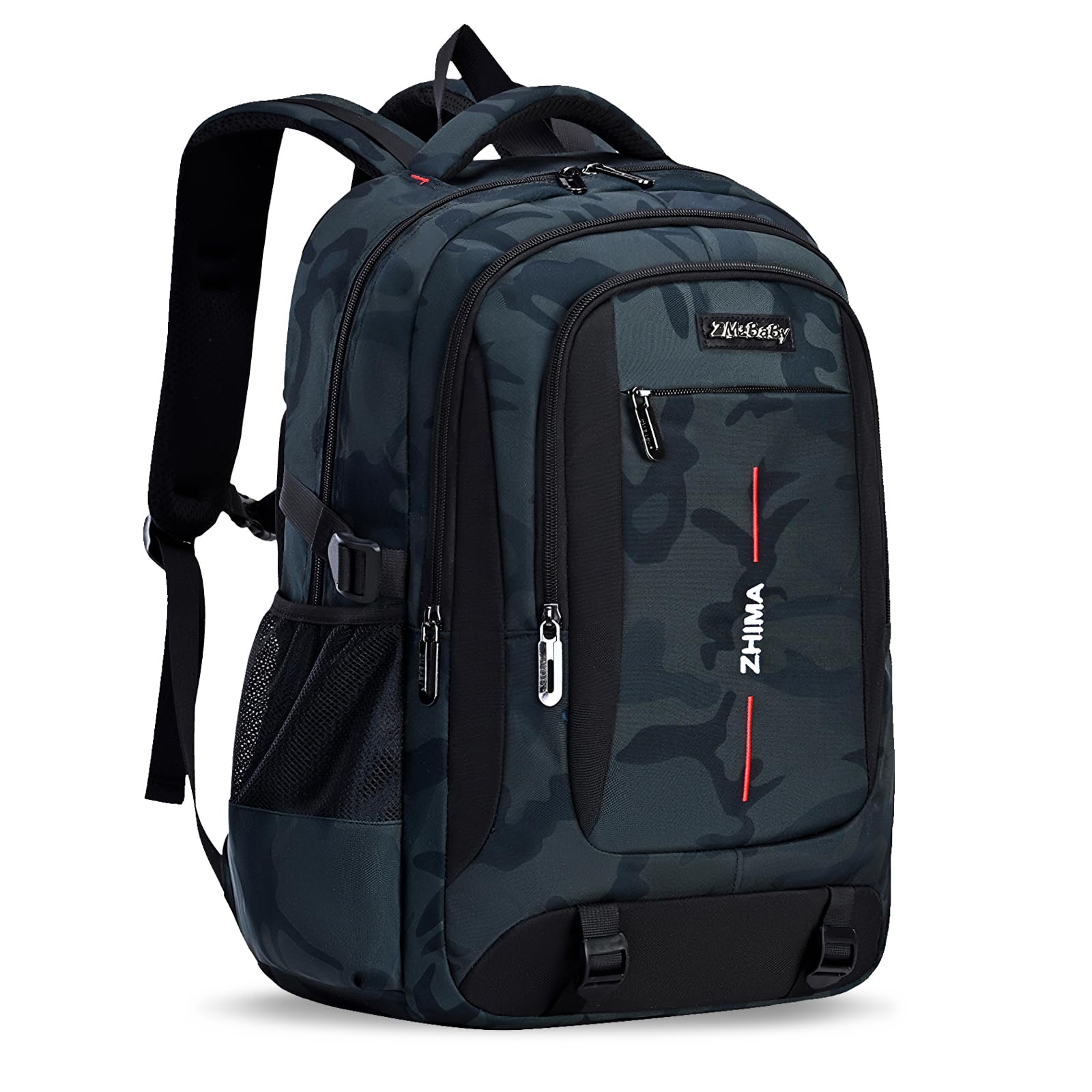 Tanou Schulrucksack Jungen Rucksack Teenager, Camouflage-Schultasche für Jungen mit Großer Kapazität, Modischer Ranzen Tagesrucksack für Schule und Reisen, Grün