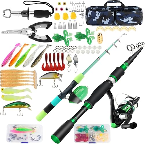 Combo de caña de pescar familiar, 2 piezas portátil para padres e hijos, kit de pesca de viaje de 6.89 pies y 4.92 pies, carrete de pesca