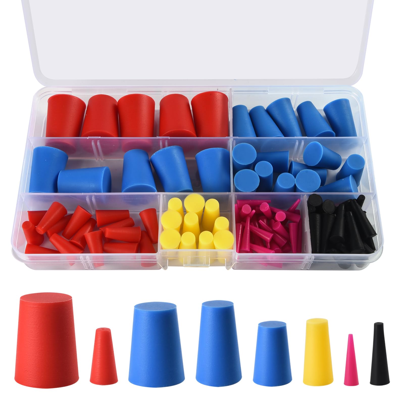 Befun 110PCS Rubber Stoppers Assortment Kit, Rubber Bung Laboratory Plugs
