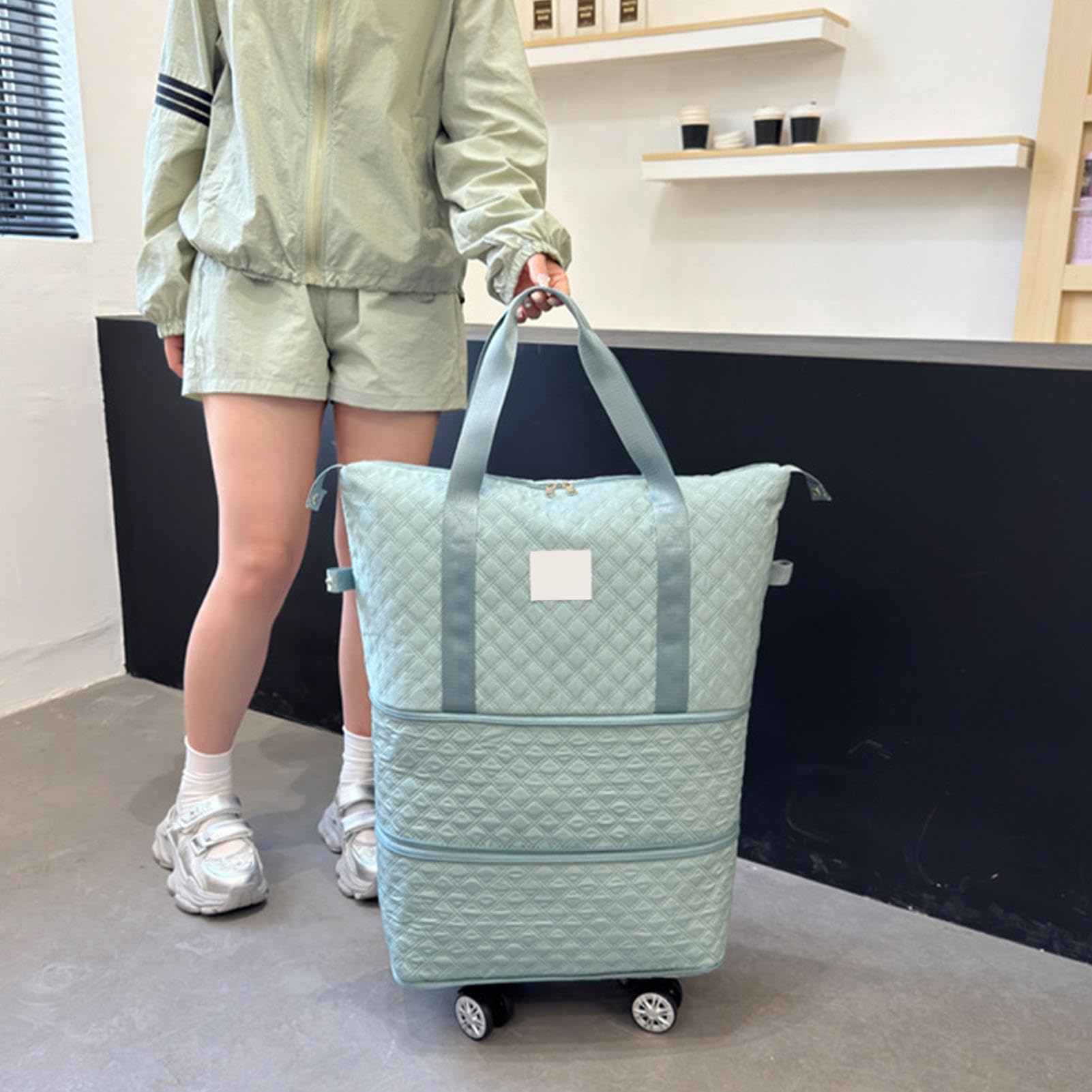 Bolsa de viaje plegable, bolsa de viaje con ruedas desmontables – Equipaje de mano expandible, bolsa de lona de gran capacidad para esposa, padres, Blue, Refer to , Unisex | de mano expandible, bolsa de de gran capacidad para esposa, padres, Blue, Refer t