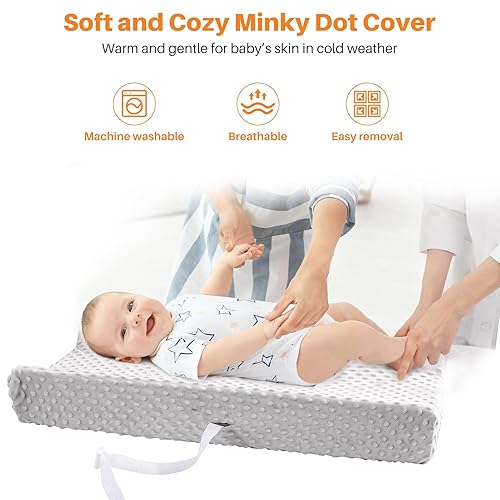 Miniatura 5 de Cambiador de pañales de cuero vegano para bebé, impermeable y lavable, con funda de 32 x 16.6 pulgadas, comodidad para todas las estaciones