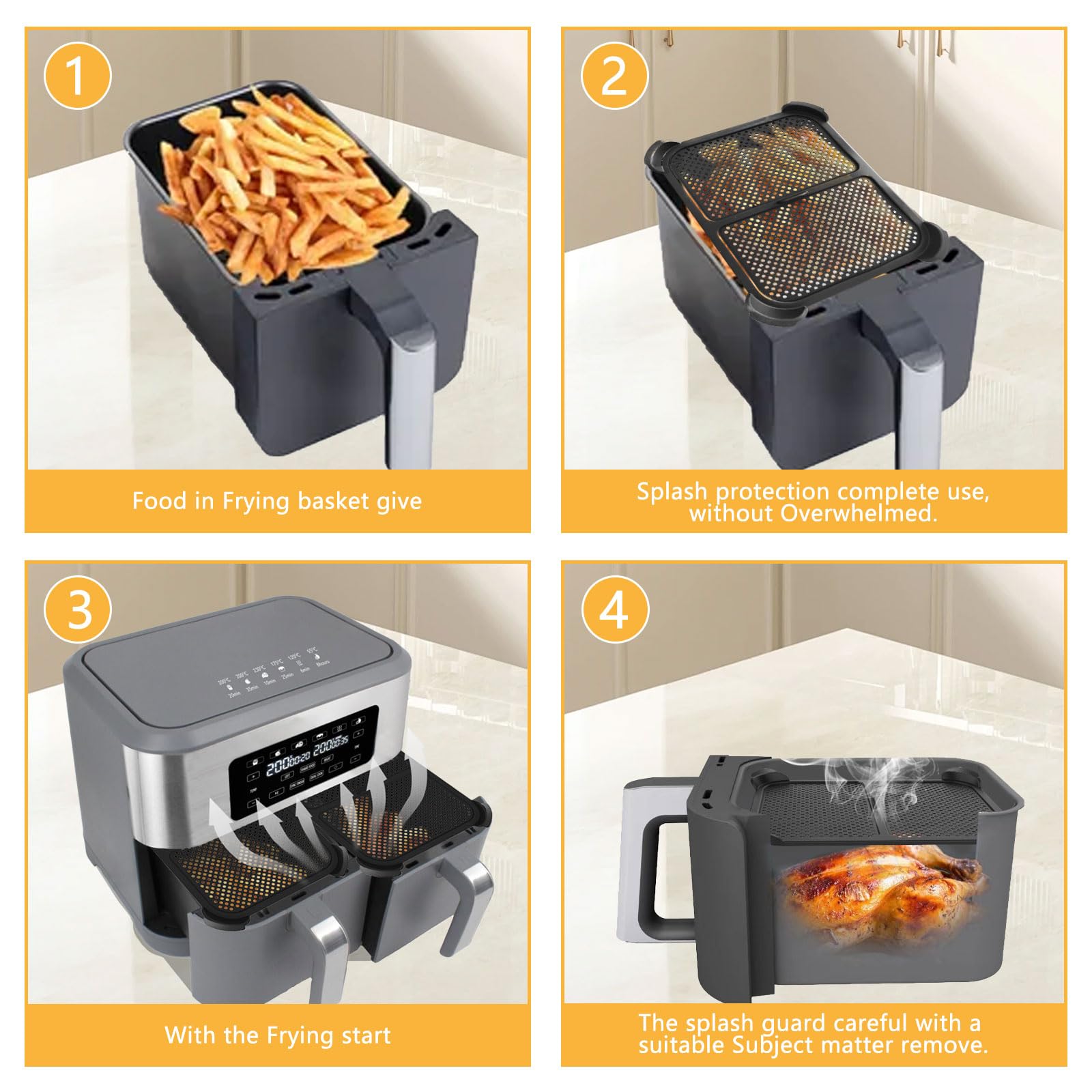 2-tlg. Spritzschutz Für Ninja Heißluftfritteuse - Kompatibel Mit AF400EU, AF451EU, DZ401