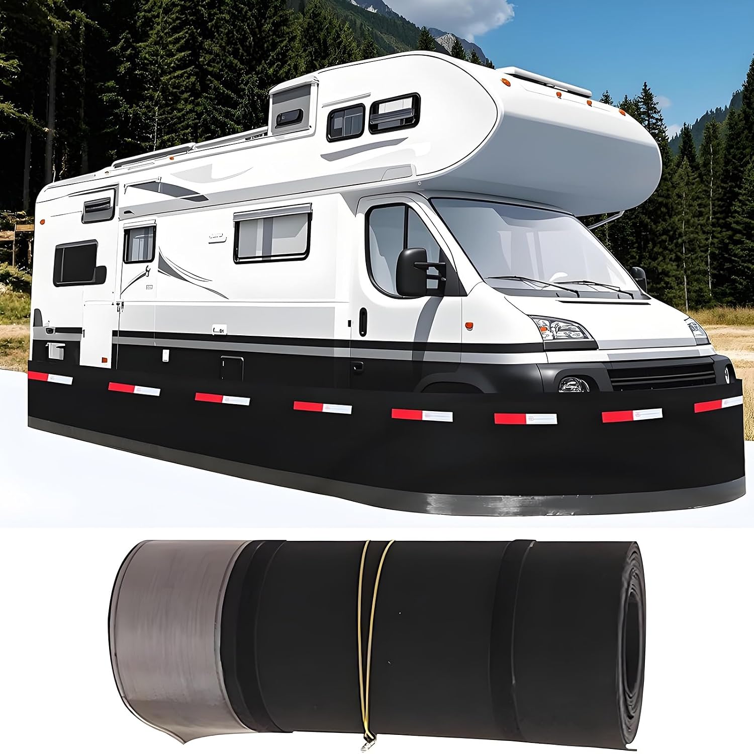 Easy Installation Rv Skirting, 39.3in High Travel Wheel Skirts Cover with Lock,High-Density Fiberboard Wheel Covers,Wind and Snow Proof for Trailers Motorhomes 5th Wheels 36m/118ft Length