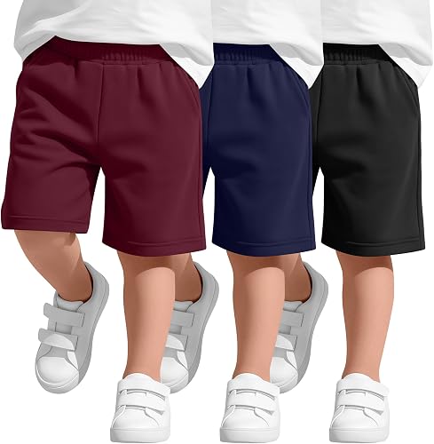 Halfchet 3 Pack Toddler Boys Sweat Shorts, 3-Color, 2T