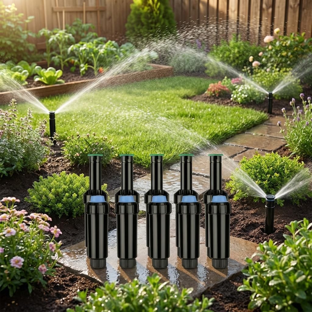 Confezione da 10 diffusori di irrigazione emergente, 5 cm, con ugello KVF-15 K-Rain, irrigatore di portata 4,5 metri, regolabile da 0° a 360°, irrigazione precisa e basso consumo d'acqua, piccoli
