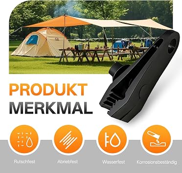 20 Piece Tarp Tensioner Set - 10 Strong Tarp Clips & 10 Bungee Ropes with Ball Plastic Tarpaulin Attachment Tent Clips and Crocodile Clips for Camping Hammock and Awning