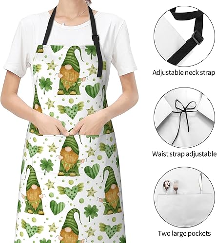 Miniatura 5 de Delantal de cocina impermeable para el día de San Patricio, delantal ajustable unisex, Negro -