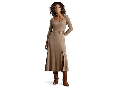 Lauren Ralph Lauren Buckle-Trim Rib-Knit Midi Dress Women