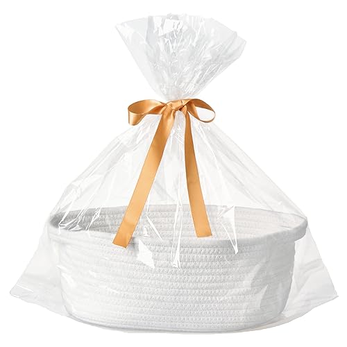 Small Woven Gift Basket Empty with Bag & Ribbon -