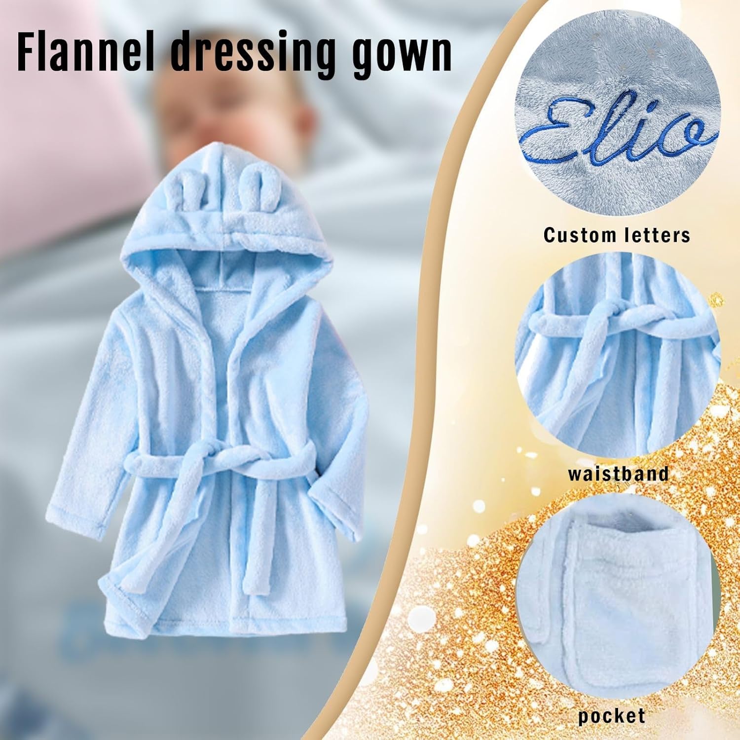 Baby Robe Personalized Soft Flannel Unisex Kids Robes Customized Embroidered Name Personalized Baby Gifts - Image 5
