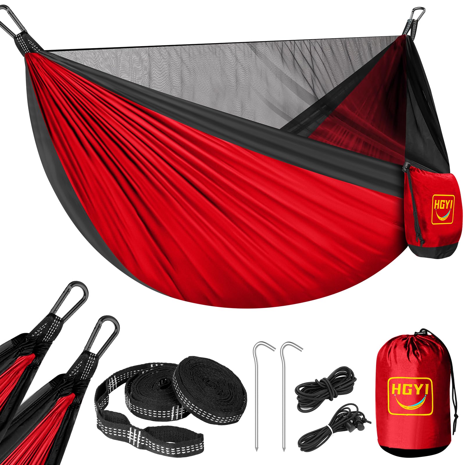 Camping Hammock Mosquito Net,Double &amp; Single Portable Hammocks Hammocks with 2 Tree Straps,Hammock Tent for Travel Camping,Camping Accessories for Indoor Outdoor Hiking Backpacking Backyard Beach