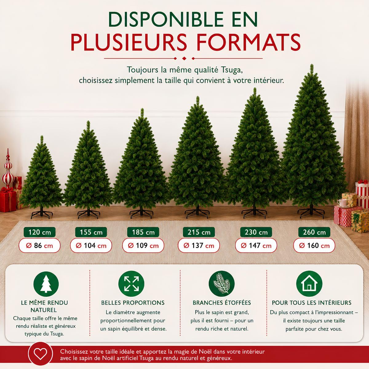 Triumph Tree Tsuga Sapin de Noël Artificiel - Christmas Tree H185 x Ø109 cm - Vert