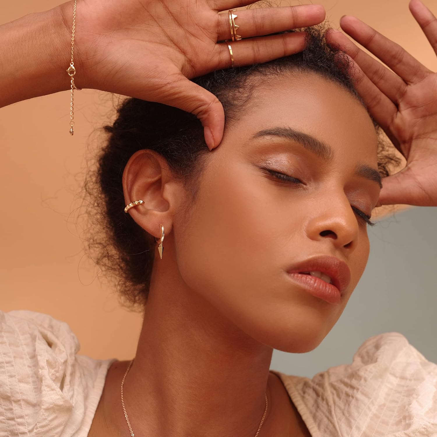 FETTERO Gold Hoop Earrings 14K Glod Plated Lightweight Huggie Hoops Dangle Snake Lock Love Heart Earrings for Women Hypoallergenic Earrings Dainty Wear - Image 2