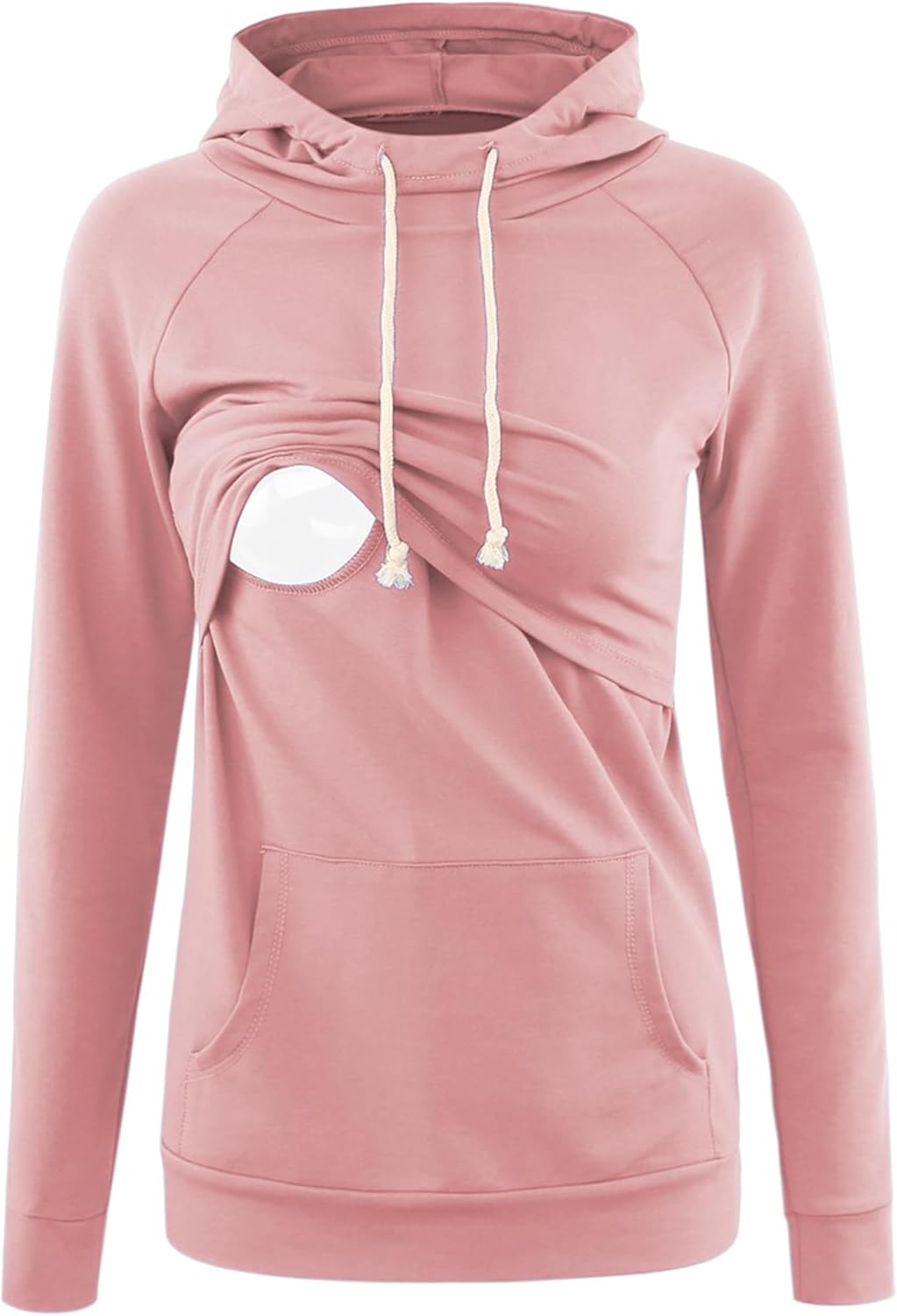 Liu & Qu Womens Nursing Hoodie Long Sleeves Sweatshirt Breastfeeding Layered Top Pocket Casual Clothes