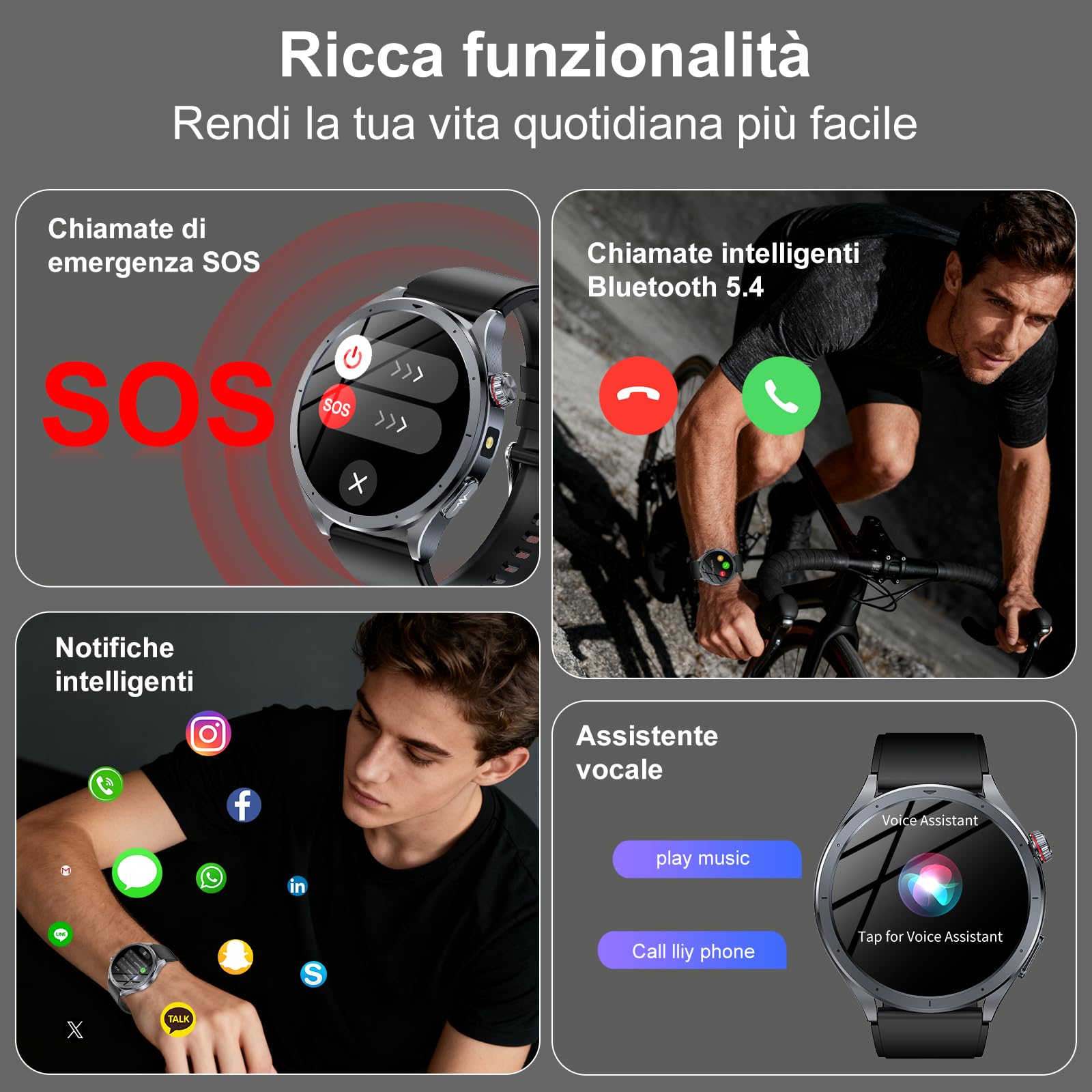 2026 Nuova Smartwatch Uomo con ECG+HRV/ChatGPT AI/Pressione Sanguigna/BMI | 1,53" Orologio Fitness con Chiamate/Torcia LED/Sonno/Acido Urico/Cardiofrequenzimetro/SpO2/Temperatura/SOS, Android e iOS