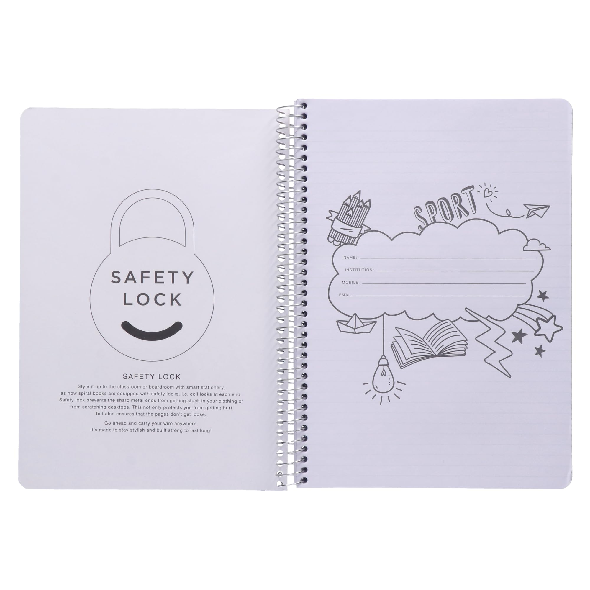 YOUVA Navneet|Spiral Long Book For Students And Executives|Spiral Bound With Safety Lock|A4 Size -21 X 29.7 Cm|Single Line|400 Pages|Pack Of 1 1