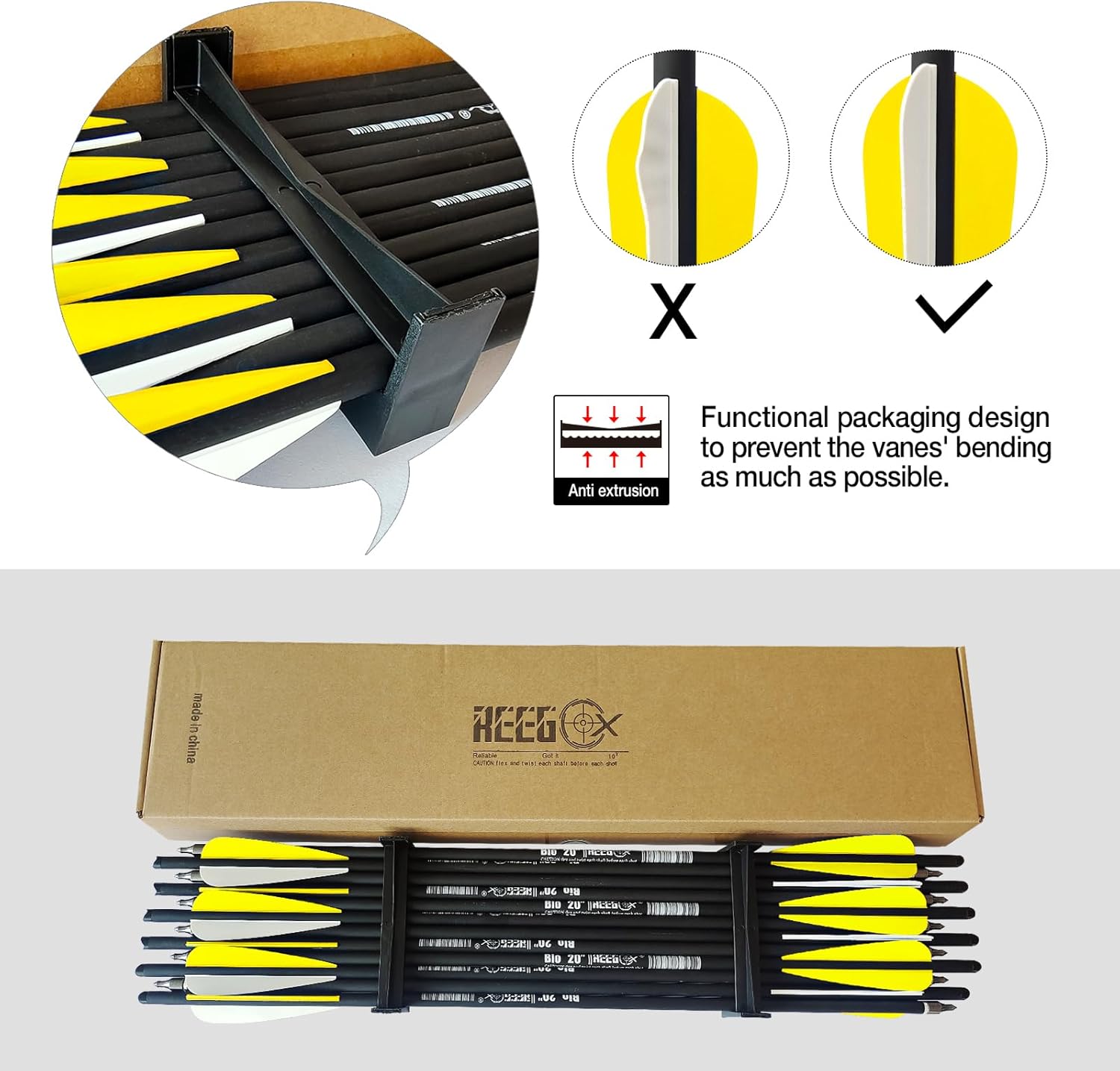 REEGOX Crossbow Bolts 16/18/20 inch Bio Crossbow Arrows with Moon Nocks and Removable Tips (Pack of 12)