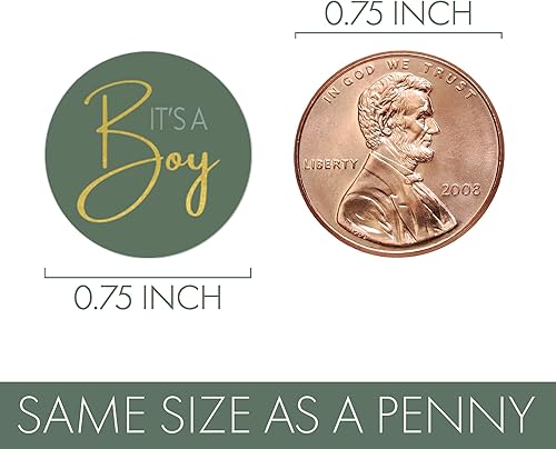 Miniatura 3 de Green It's a Boy Baby Shower - Calcomanías para fiesta de baby shower, color verde dulce bebé, 180 calcomanías