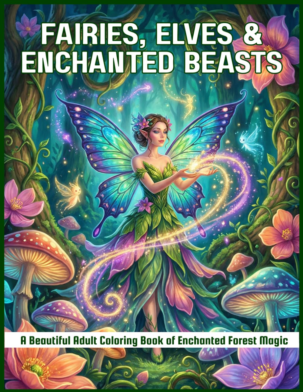 Fairies, Elves & Enchanted Beasts: A Beautiful Adult Coloring Book of Enchanted Forest Magic