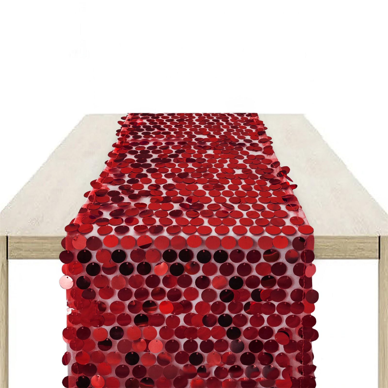 Buxuaaaa Men's Red Luxurious Sequins Table Runner Rectangle Tablecloth Perfect For Underwater Themed Parties Glitters Table Decorations Glitters Tablecloth