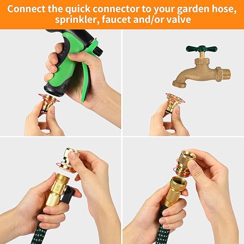 Miniatura 5 de Manguera de jardín de conexión rápida de latón macizo, conectores de manguera de agua, accesorios de fácil conexión, estándar de 34 pulgadas GHT, 4