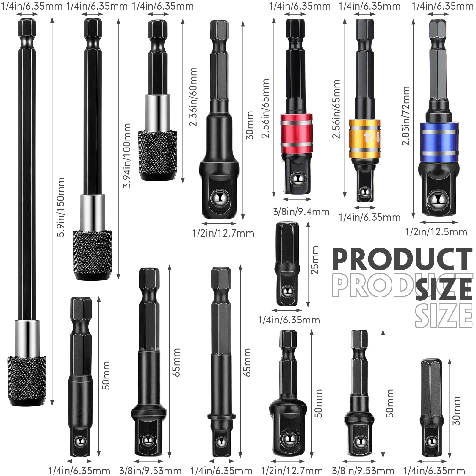 32 Pieces Flexible Drill Bit Extension Set Including 105° Right