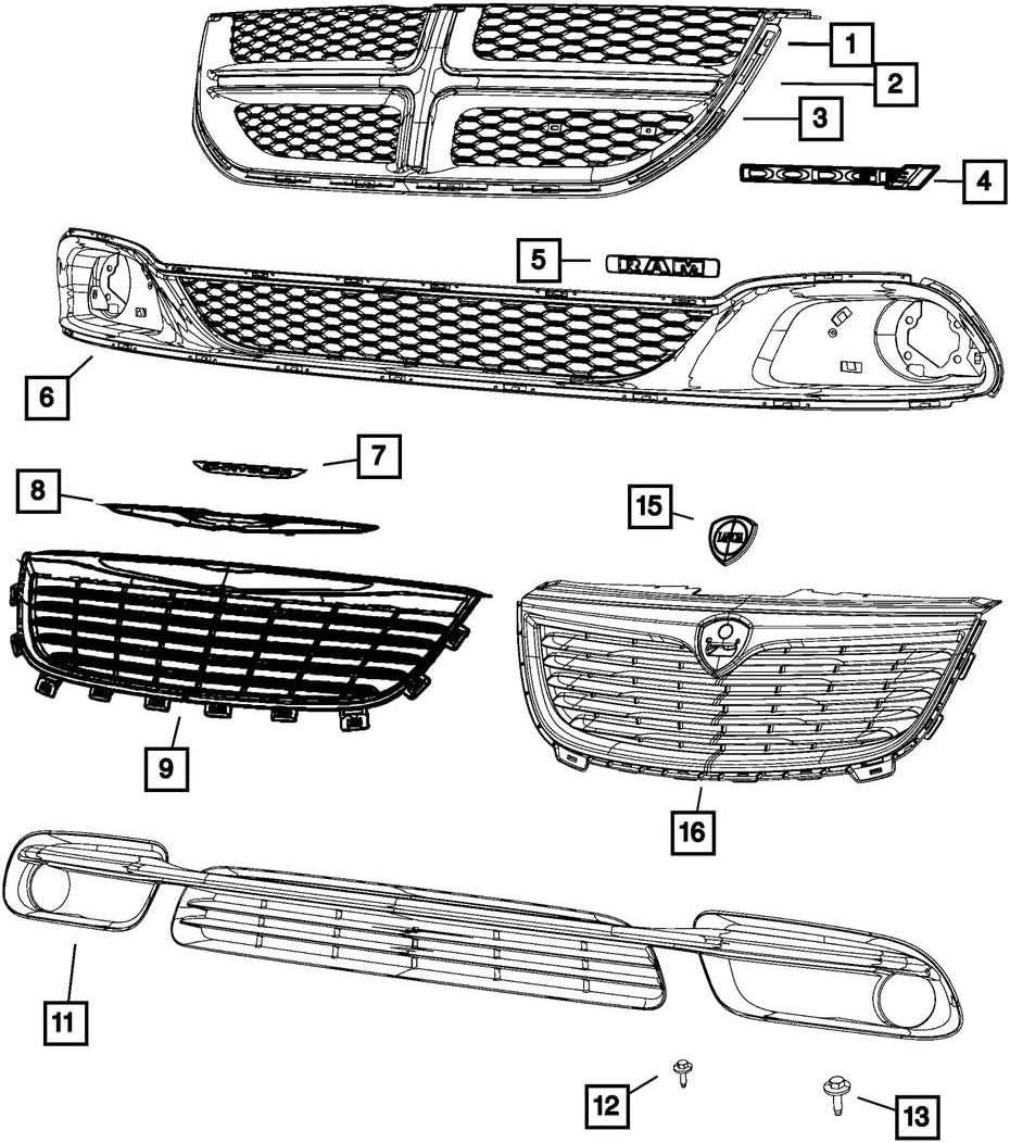 2011-2015 Dodge Caravan Radiator Grille - 68088969AC